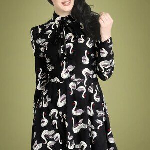 Hell Bunny Odette Swan Dress in Black